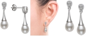 Macy's Cultured Freshwater Pearl (6-7mm) & Diamond Accent Drop Earrings in Sterling Silver